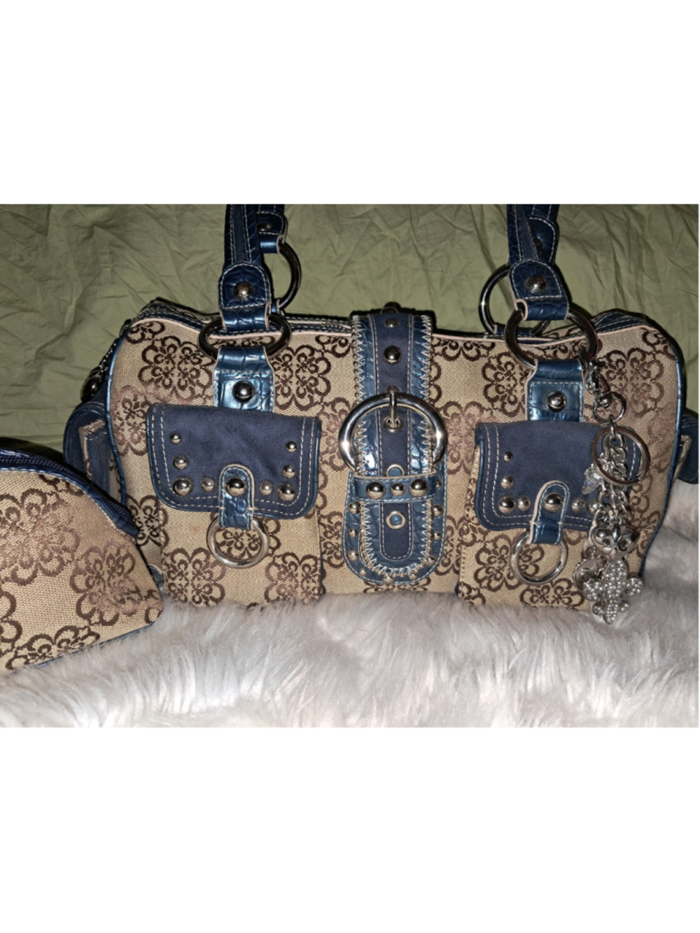 👑THE ULTIMATE MCBLING GLAMOUR — VINTAGE Y2K KATHY VAN ZEELAND MONOGRAM SATCHEL